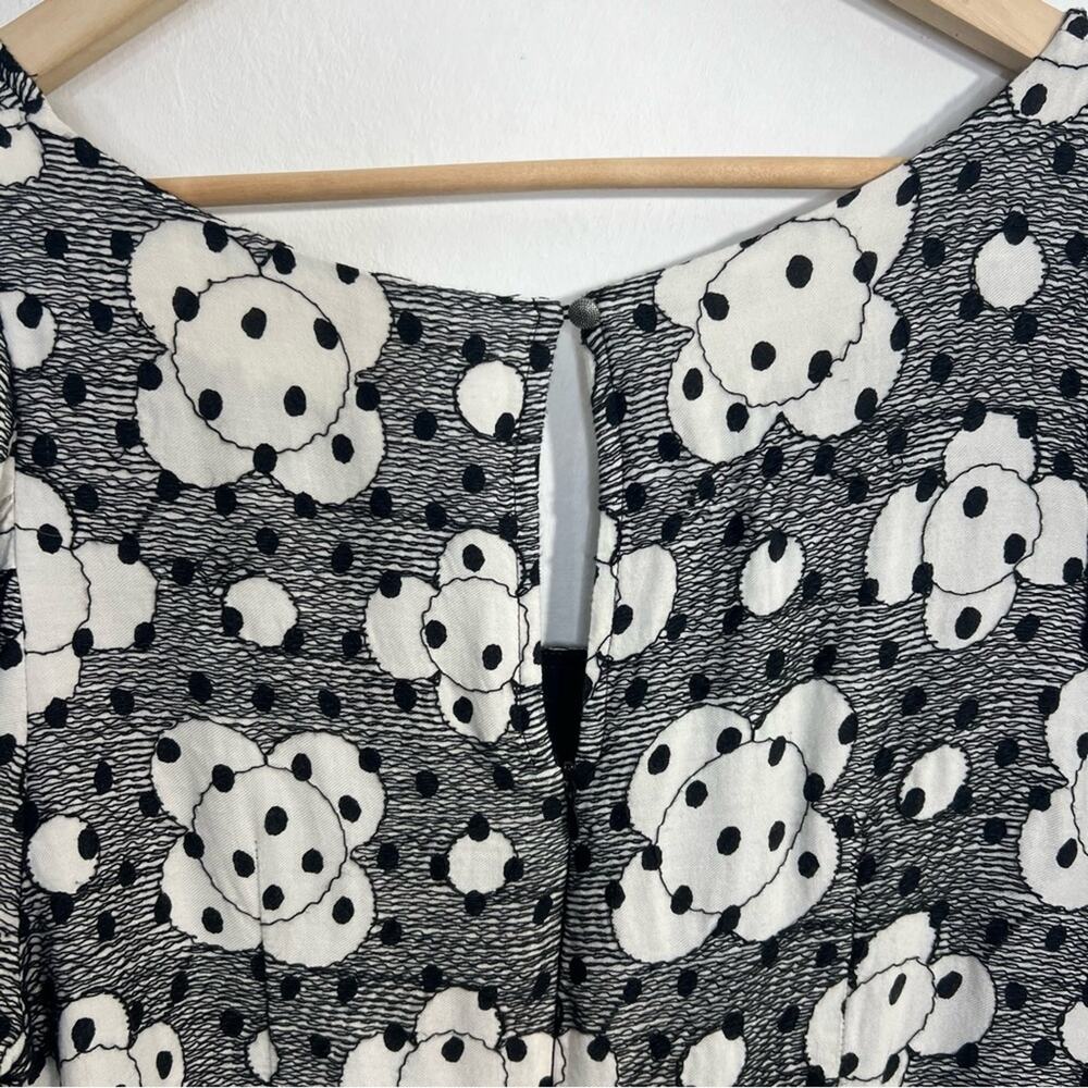 ANTHROPOLOGIE by Jane Black White Textured Floral Babydoll Dress Size 16 - Picture 9 of 16